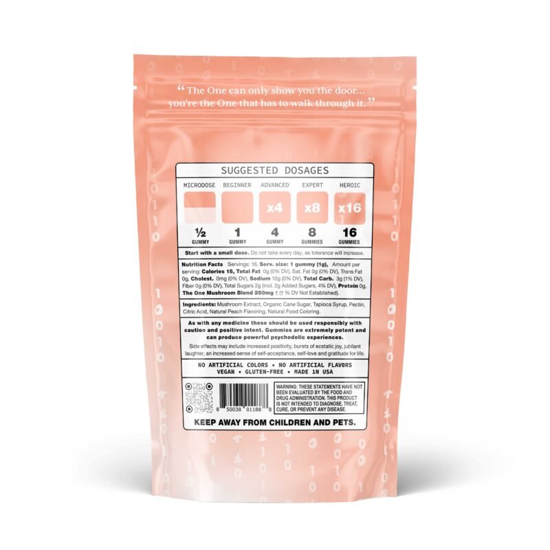 THE ONE: 16-Count 250mg Microdose Gummies with Mushroom Extract - Peach - Image 2